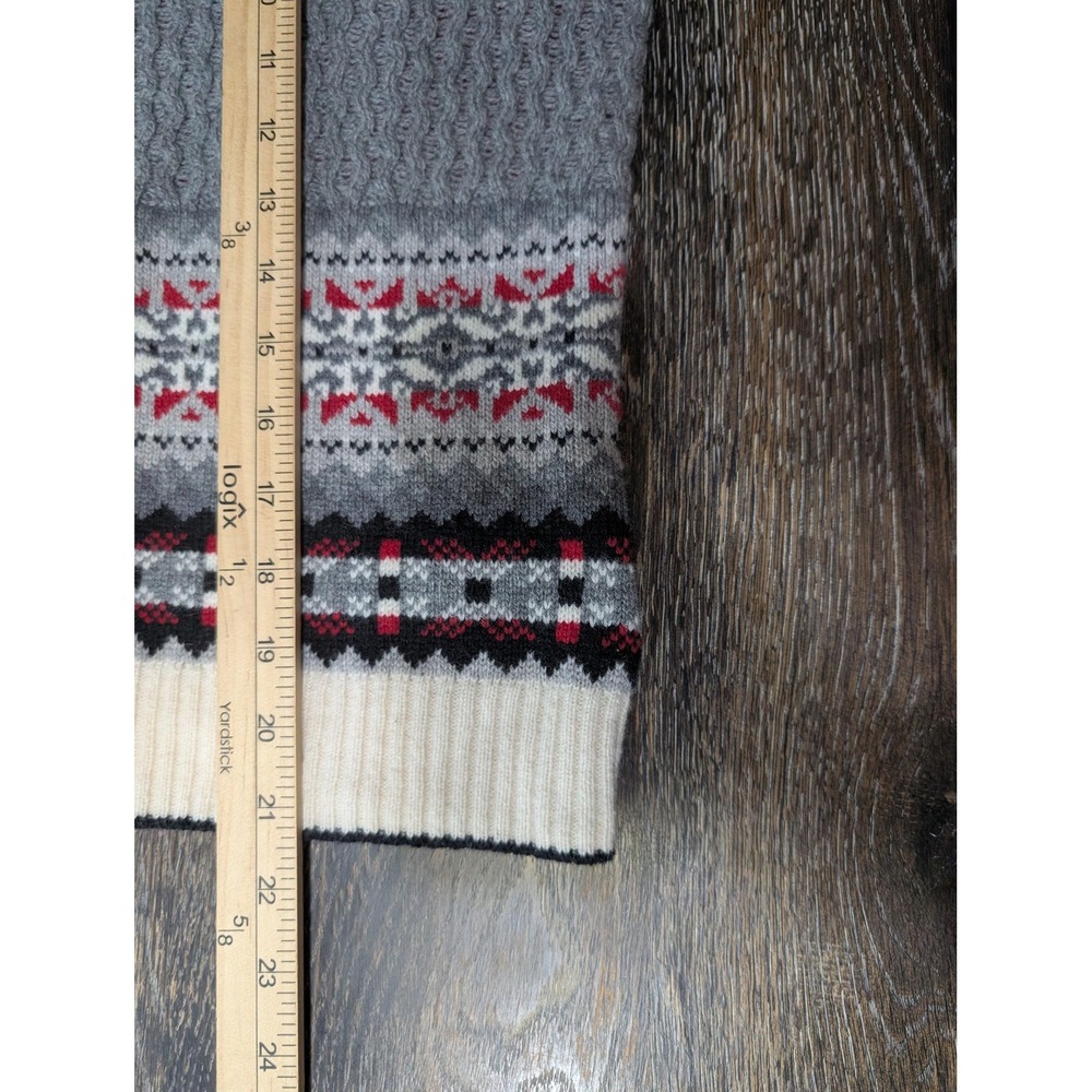 Brooks Brothers Red Fleece Cardigan Sweater Womens Medium Fair Isle Merino Wool - Picture 7 of 7